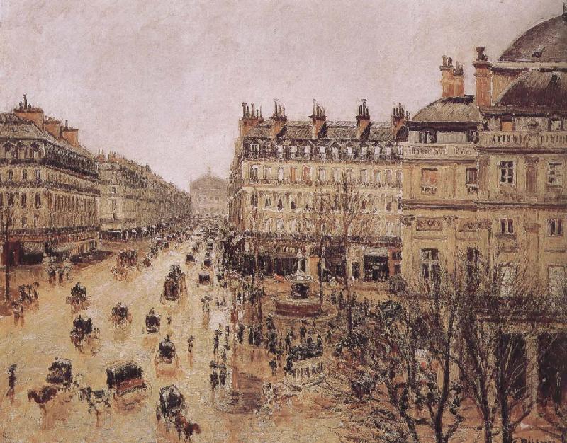 Camille Pissarro rain in the French Theater Square Norge oil painting art